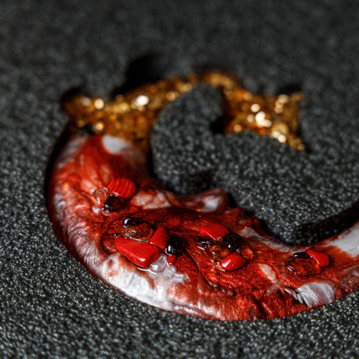 Christmas tree toy with coral "Crescent" from the Rozhdestvenskaya collection